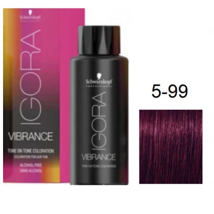 Фарба для волосся Schwarzkopf igora Vibrance безаміачна 5-99 Світло-коричневий фіолетовий екстра 60 мл Фарба для волосся Schwarzkopf igora Vibrance безаміачна 5-99 Світло-коричневий фіолетовий екстра 60 мл