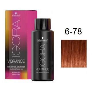 Фарба для волосся Schwarzkopf igora Vibrance безаміачна 6-78 Темний русявий мідний червоний 60 мл