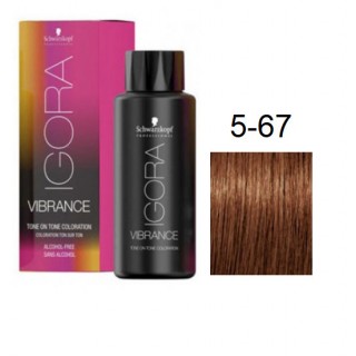 Фарба для волосся Schwarzkopf igora Vibrance безаміачна 5-67 Світлий коричневий шоколадний мідний 60 мл