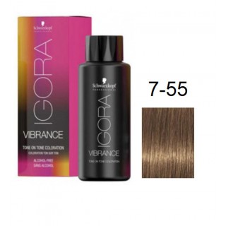 Фарба для волосся Schwarzkopf igora Vibrance безаміачна 7-55 Середній золотистий русявий екстра 60 мл