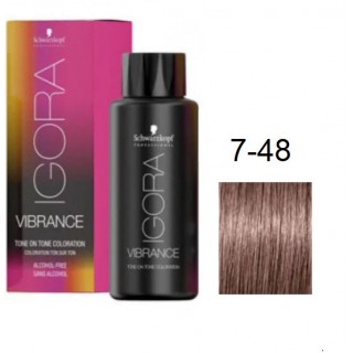 Фарба для волосся Schwarzkopf igora Vibrance безаміачна 7-48 Середній русявий бежевий червоний 60 мл