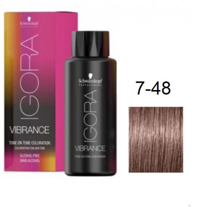 Фарба для волосся Schwarzkopf igora Vibrance безаміачна 7-48 Середній русявий бежевий червоний 60 мл