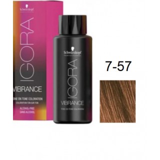 Фарба для волосся Schwarzkopf igora Vibrance безаміачна 7-57 Середньо-русявий золотистий, мідний 60 мл
