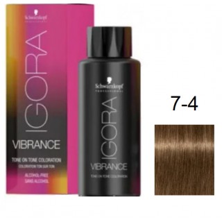 Фарба для волосся Schwarzkopf igora Vibrance безаміачна 7-4 Середньо-русявий бежевий 60 мл