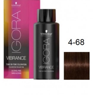 Фарба для волосся Schwarzkopf igora Vibrance безаміачна 4-68 Середньо-коричневий шоколадно-червоний 60 мл