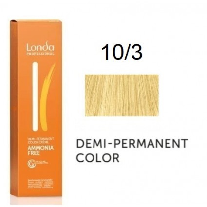 Крем-фарба Londa Professional без аміаку 10/3 Дуже яскравий золотистий блондин 60 мл. Крем-фарба Londa Professional без аміаку 10/3 Дуже яскравий золотистий блондин 60 мл.