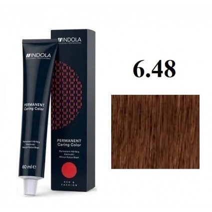 Стійка перманентна крем-фарба indola 6.48 Темно-русявий мідно-шоколадний 60 мл
