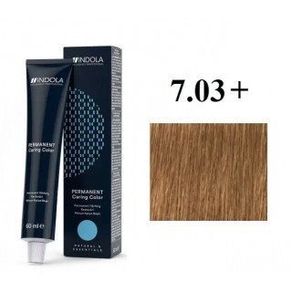 Стійка перманентна крем-фарба indola 7.03+ Середній натуральний блонд злотистий інтенсивний 60 мл