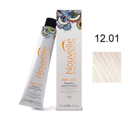 Фарба для волосся Nouvelle Hair Color 12.01 ультрасветлый блондин плюс з попелястим відтінком 100 мл