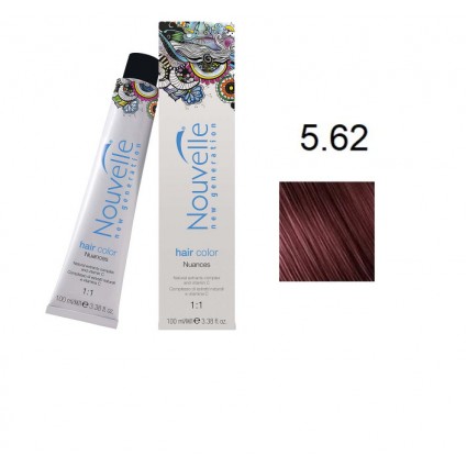 Крем-фарба для волосся Nouvelle Hair Color 5.62 світлий червоний матово-коричневый100 мл