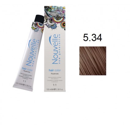Фарба для волосся Nouvelle Hair Color 5.34 світло-золотистий мідно-коричневий 100 мл Фарба для волосся Nouvelle Hair Color 5.34 світло-золотистий мідно-коричневий 100 мл