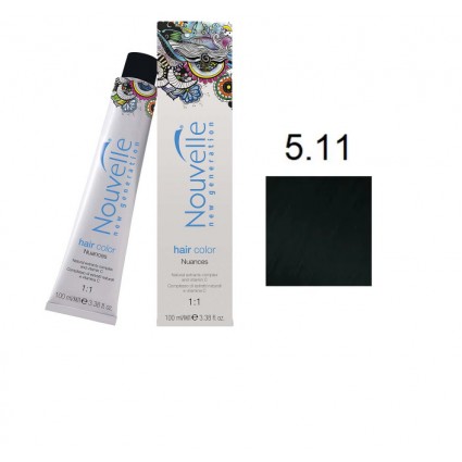 Крем-фарба для волосся Nouvelle Hair Color 5.11 насичений попелястий світло-каштановий 100 мл