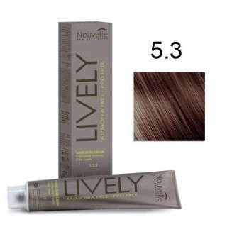 Крем-фарба для волосся безаміачна Nouvelle Lively Hair Color 5.3 Світло-каштановий 100 мл