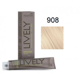 Крем-фарба для волосся безаміачна Nouvelle Lively Hair Color 908 Перламутровий Ультра-Світлий Блонд 100 мл
