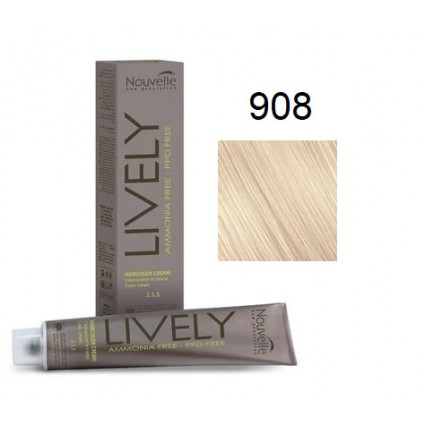 Крем-фарба для волосся безаміачна Nouvelle Lively Hair Color 908 Перламутровий Ультра-Світлий Блонд 100 мл Крем-фарба для волосся безаміачна Nouvelle Lively Hair Color 908 Перламутровий Ультра-Світлий Блонд 100 мл