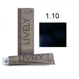 Крем-фарба для волосся безаміачна Nouvelle Lively Hair Color 1.10 Синювато-чорний 100 мл