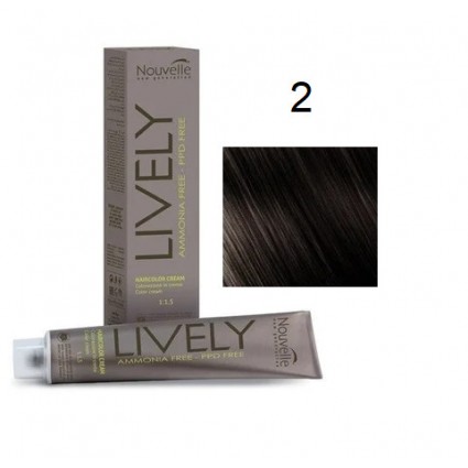 Крем-фарба для волосся безаміачна Nouvelle Lively Hair Color 2 Коричневий 100 мл