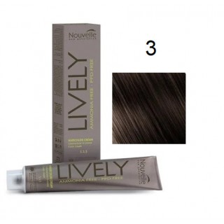 Крем-фарба для волосся безаміачна Nouvelle Lively Hair Color 3 Темно-каштановий 100 мл
