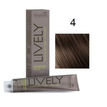 Крем-фарба для волосся безаміачна Nouvelle Lively Hair Color 4 Каштановий 100 мл