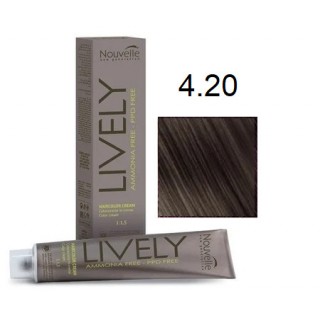 Крем-фарба для волосся безаміачна Nouvelle Lively Hair Color 4.20 Фіолетовий Каштан 100 мл