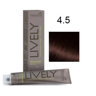 Крем-фарба для волосся безаміачна Nouvelle Lively Hair Color 4.5 Каштановий махагон 100 мл