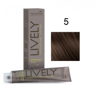 Крем-фарба для волосся безаміачна Nouvelle Lively Hair Color 5 Світло-каштановий 100 мл