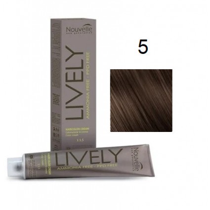 Крем-фарба для волосся безаміачна Nouvelle Lively Hair Color 5 Світло-каштановий 100 мл