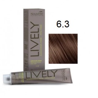 Крем-фарба для волосся безаміачна Nouvelle Lively Hair Color 6.3 Золотистий темний блонд 100 мл