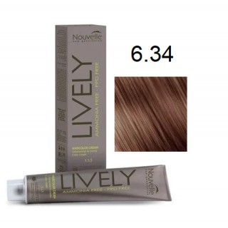 Крем-фарба для волосся безаміачна Nouvelle Lively Hair Color 6.34 Мідно-золотистий темний блонд 100 мл