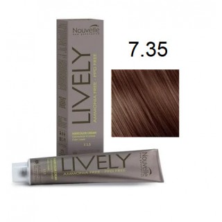 Крем-фарба для волосся безаміачна Nouvelle Lively Hair Color 7.35 Золотистий блонд Махагон 100 мл