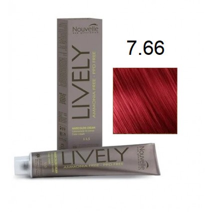 Крем-фарба для волосся безаміачна Nouvelle Lively Hair Color 7.66 Червоний Блонд 100 мл