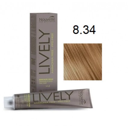 Крем-фарба для волосся безаміачна Nouvelle Lively Hair Color 8.34 Мідно-золотистий Світлий блонд 100 мл