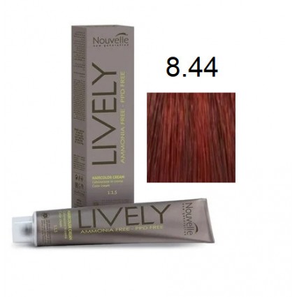 Крем-фарба для волосся безаміачна Nouvelle Lively Hair Color 8.44 Інтенсивно-світлий Мідний Блонд 100 мл
