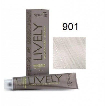 Крем-фарба для волосся безаміачна Nouvelle Lively Hair Color 901 Попелястий Ультра-Світлий Блонд 100 мл