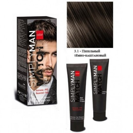 Крем-фарба для чоловіків Nouvelle Simply Man Color Cream 3.1 попелястий темно-каштановий 40+40 мл