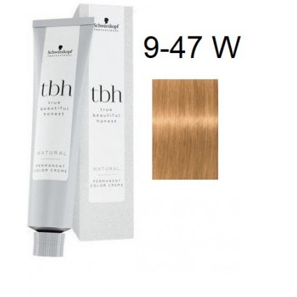 Перманентна фарба для волосся Schwarzkopf TBH Permanent 9-47 W Дуже світлий блондин бежевий мідний 60 мл Перманентна фарба для волосся Schwarzkopf TBH Permanent 9-47 W Дуже світлий блондин бежевий мідний 60 мл