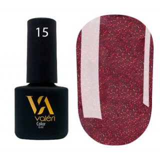 Гель-лак Valeri Color 015 винно-бордовий з мікроблоном 6 мл