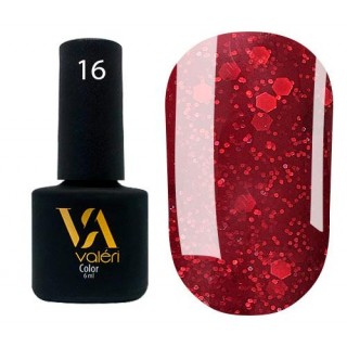 Гель-лак Vaлерi Color 016 бордовий з блискітками 6 мл