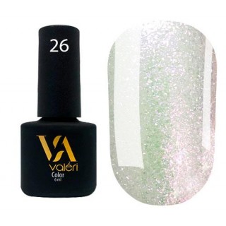 Гель-лак Valeri Color 026 білий хамелеон із блискітками 6 мл