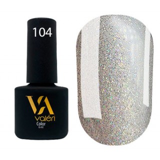 Гель-лак Valeri Color 104 Сріблястий із різнобарвними блисками 6 мл