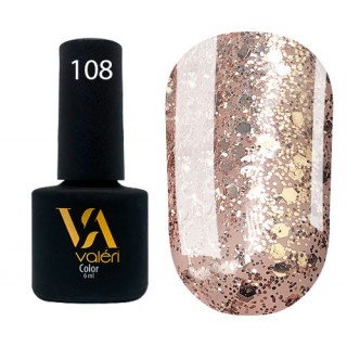 Гель-лак Vaлерi Color 108 Світла бронза з блискітками 6 мл