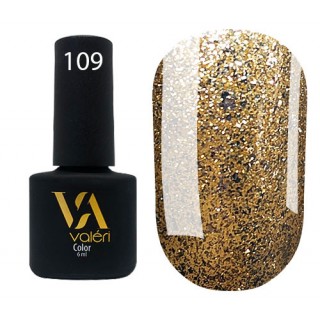 Гель-лак Valeri Color 109 Золотий зі срібними блискітками 6 мл