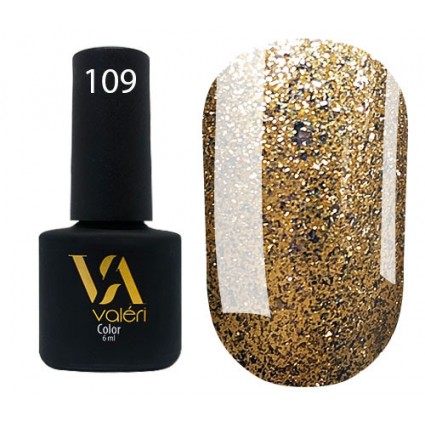 Гель-лак Valeri Color 109 Золотий зі срібними блискітками 6 мл