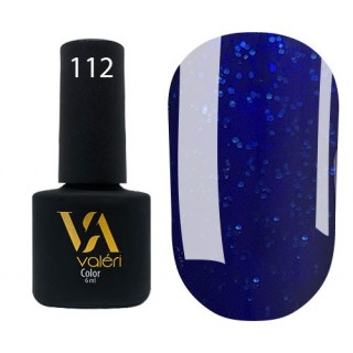 Гель-лак Vaлерi Color 112 Темно-синій із синіми блискітками 6 мл