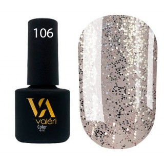 Гель-лак Valeri Color 106 Біле золото з дрібними блискітками 6 мл