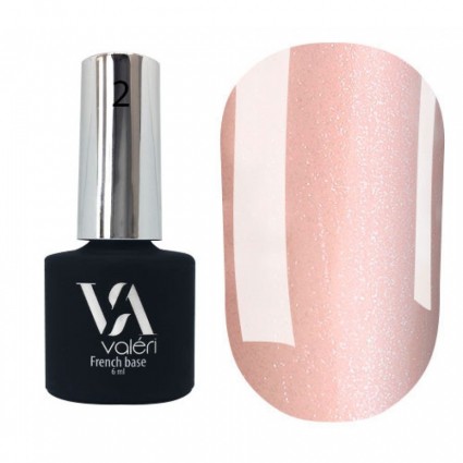База для гель-лаку Valeri French Base 02 Світло-рожевий зі сріблястим мікроблеском 6 мл