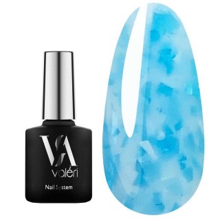 База для гель-лаку Valeri Flakes Base 77 блакитна з багатогранними пластівцями 6 ml