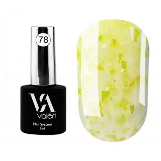 База для гель-лака Valeri Flakes Base 78 жовтий з багатогранними пластівцями 6 ml